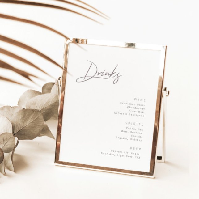 Calligraphy Minimalist Modern Bar Menu Sign (Creator Uploaded)