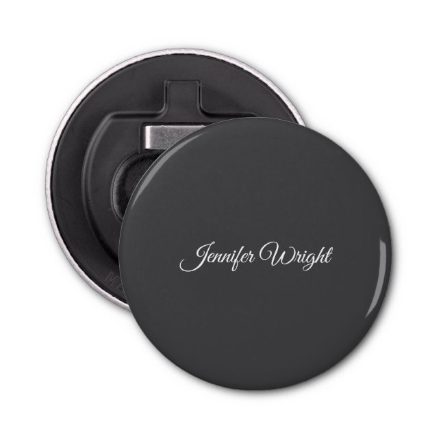 Calligraphy minimalist plain modern grey bottle opener (Front)