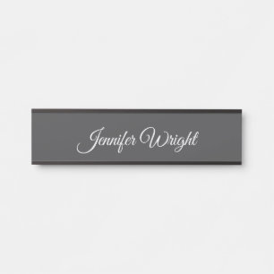 Calligraphy minimalist plain modern grey door sign