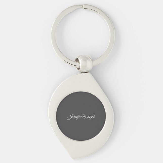 Calligraphy minimalist plain modern grey key ring (Front)