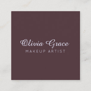 Calligraphy Minimalist Plum & Soft Lavender Square Business Card