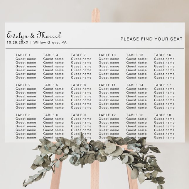 Calligraphy Minimalist Wedding Seating Chart (Creator Uploaded)