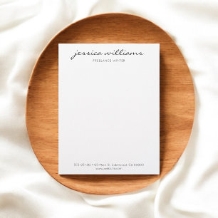 Calligraphy Minimalist White Business Custom Letterhead