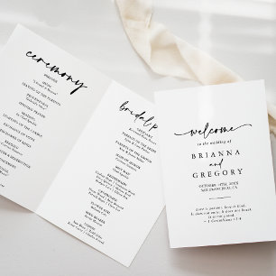 Calligraphy Modern Elegant Folded Wedding  Program