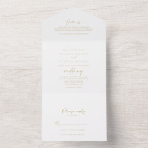 Calligraphy Modern Elegant Gold Wedding   All In O All In One Invitation