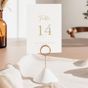 Calligraphy Modern Elegant Gold Wedding   Table Number