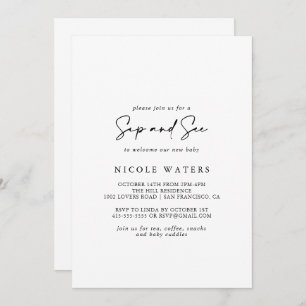 Calligraphy Modern Elegant Sip and See  Invitation