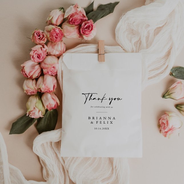Calligraphy Modern Elegant Thank You Wedding Favour Bag (Creator Uploaded)