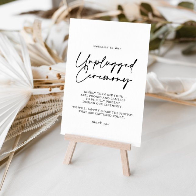 Calligraphy Modern Elegant Unplugged Ceremony Sign (Creator Uploaded)