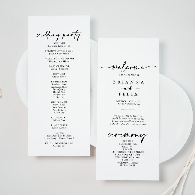 Calligraphy Modern Elegant Wedding  Program (Creator Uploaded)