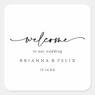 Calligraphy Modern Elegant Wedding Welcome Square Sticker