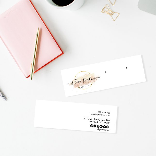 Calligraphy modern watercolor Earring display card (Creator Uploaded)