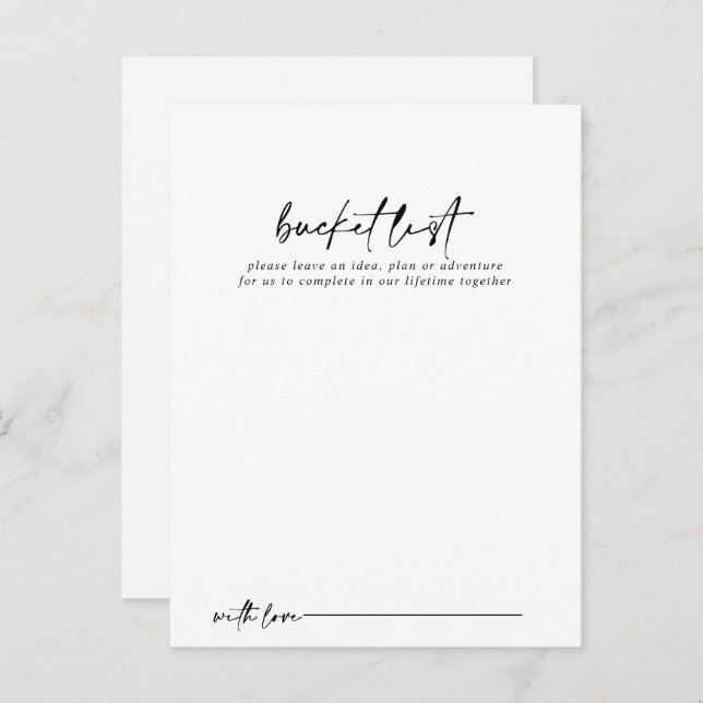 Calligraphy Modern Wedding Bucket List Cards (Front/Back)