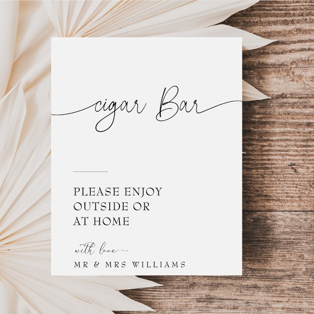 Calligraphy Modern Wedding Cigar Bar Wedding Sign (Creator Uploaded)