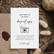 Calligraphy Modern Wedding Disposable Camera Sign