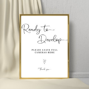 Calligraphy Modern Wedding Disposable Camera Sign