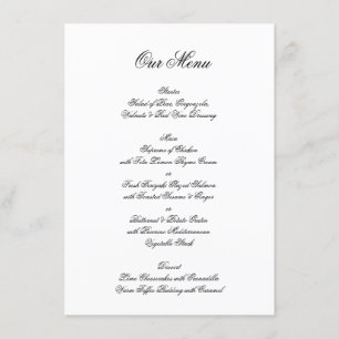 Calligraphy Monogram Black & White Formal Wedding Menu