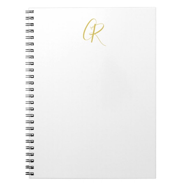 Calligraphy Monogram Gold Colour Plain Modern Notebook (Front)
