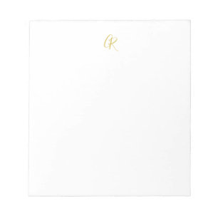 Calligraphy Monogram Gold Colour Plain Modern Notepad