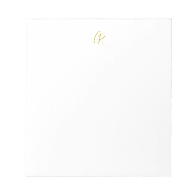 Calligraphy Monogram Gold Colour Plain Modern Notepad (Front)