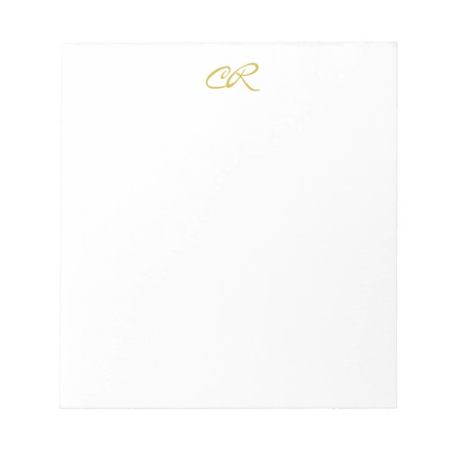 Calligraphy Monogram Gold Colour Plain Modern Notepad (Front)