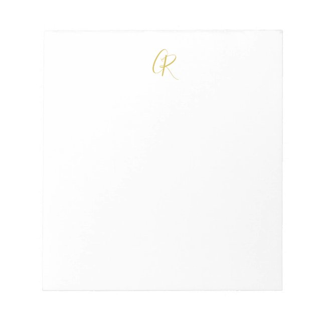 Calligraphy Monogram Gold Colour Plain Modern Notepad (Front)