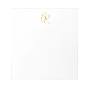 Calligraphy Monogram Gold Colour Plain Modern Notepad