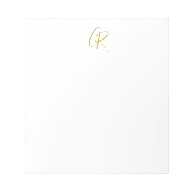 Calligraphy Monogram Gold Colour Plain Modern Notepad (Front)