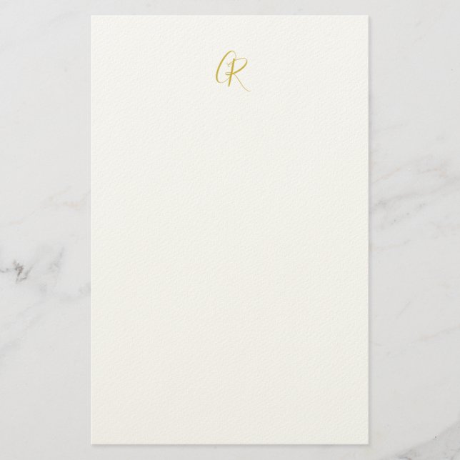Calligraphy Monogram Gold Colour Plain Modern Stationery (Front)