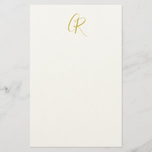 Calligraphy Monogram Gold Colour Plain Modern Stationery