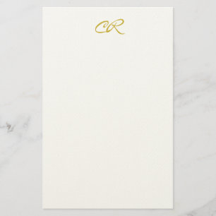 Calligraphy Monogram Gold Colour Plain Modern Stationery