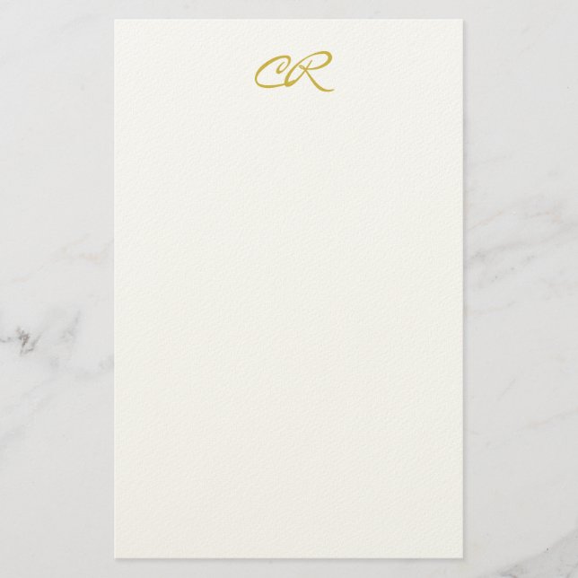Calligraphy Monogram Gold Colour Plain Modern Stationery (Front)