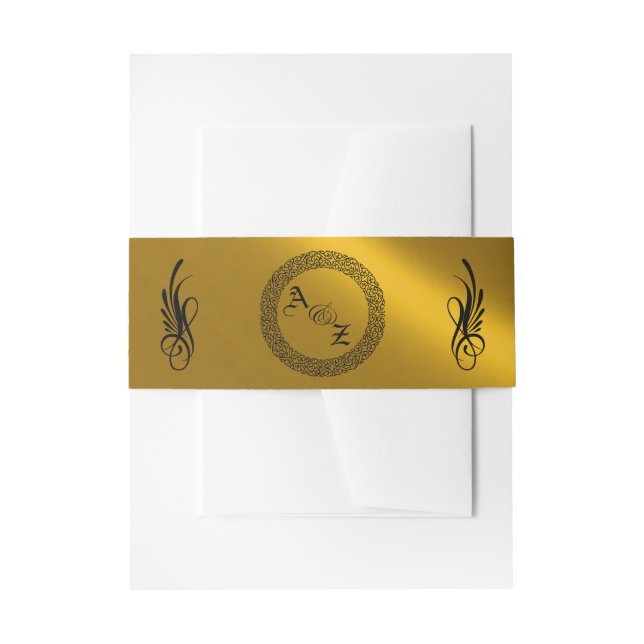 Calligraphy Monogram - Gold Invitation Belly Band (Front Example)
