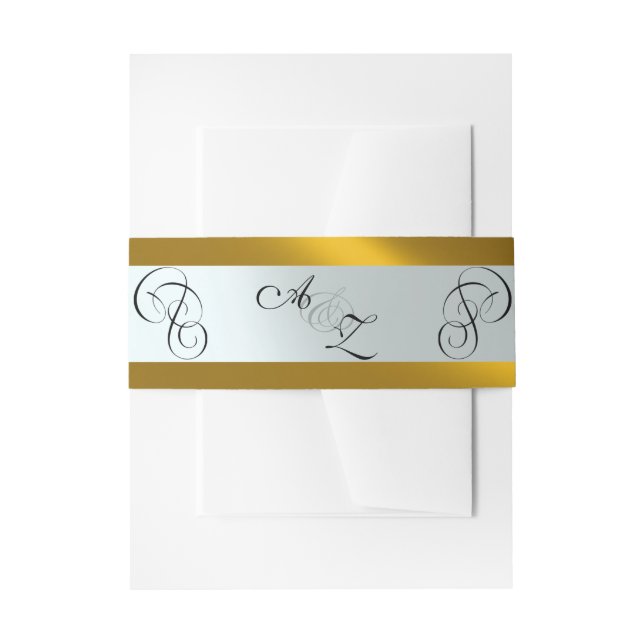 Calligraphy Monogram - Gold/Silver Invitation Belly Band (Front Example)