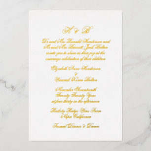 Calligraphy Monogram Gold & White Formal Wedding
