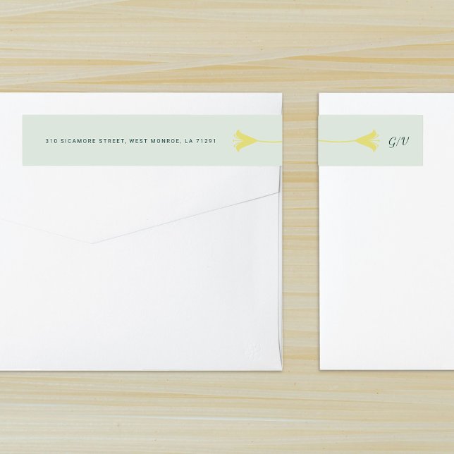 Calligraphy Monogram Lily Wedding Wrap Around Label (Creator Uploaded)