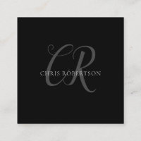 Calligraphy Monogram Name Black Grey Custom Gift