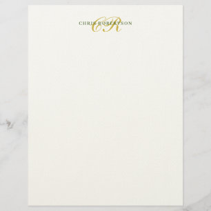 Calligraphy Monogram Name Gold Black White Color Custom Letterhead
