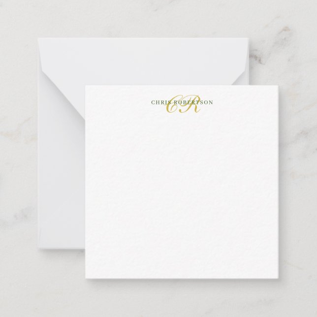 Calligraphy Monogram Name Gold Black White Colour Card (Front)