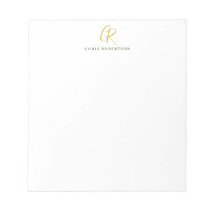 Calligraphy Monogram Name Gold Black White Colour Notepad