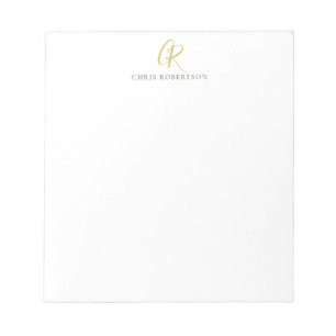 Calligraphy Monogram Name Gold Black White Colour Notepad