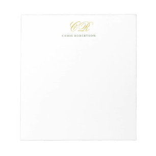 Calligraphy Monogram Name Gold Black White Colour Notepad
