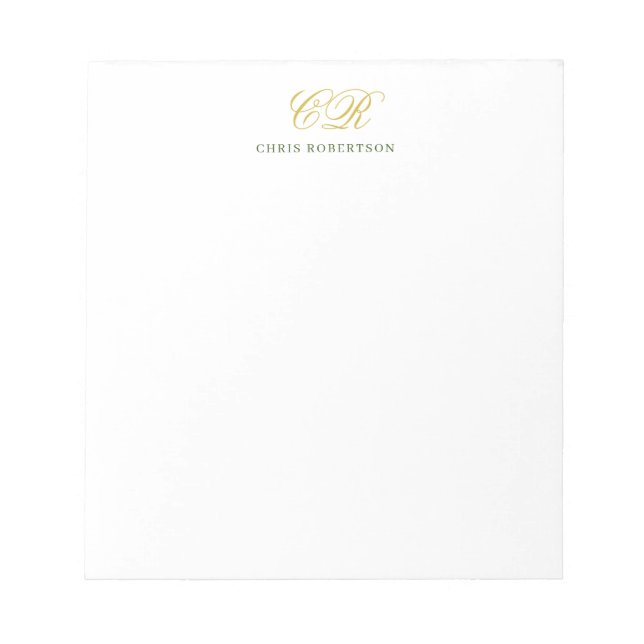 Calligraphy Monogram Name Gold Black White Colour Notepad (Front)