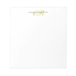 Calligraphy Monogram Name Gold Black White Colour Notepad