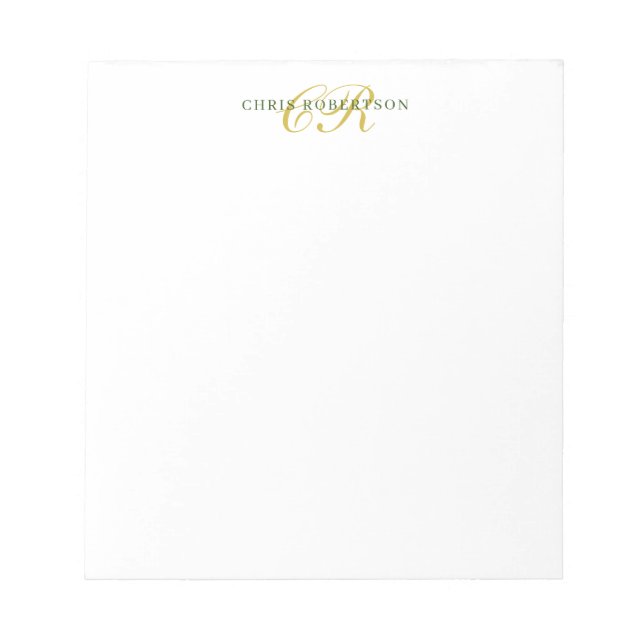 Calligraphy Monogram Name Gold Black White Colour Notepad (Front)