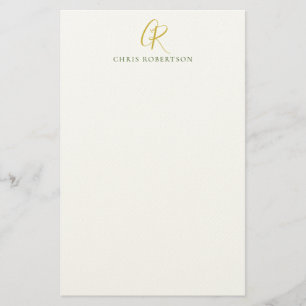 Calligraphy Monogram Name Gold Black White Colour Stationery