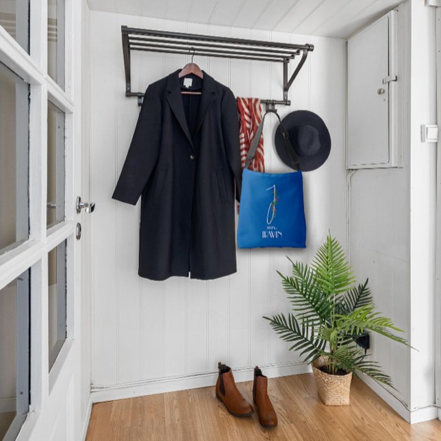 Calligraphy monogram watercolor letter I blue Crossbody Bag (Creator Uploaded)