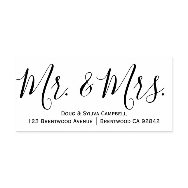 Calligraphy Mr. & Mrs. Personalised Rubber Stamp (Design)