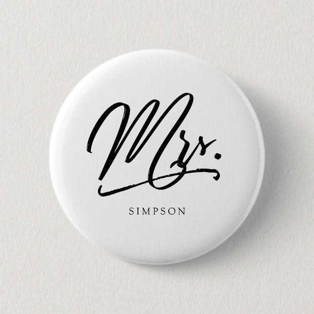 Calligraphy Mrs. elegant 6 Cm Round Badge (Front)