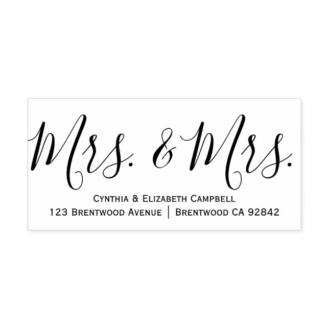 Calligraphy Mrs. & Mrs. Personalised Rubber Stamp (Design)